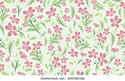 Spring flower pattern background, with beautiful leaf and floral design.