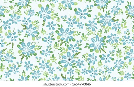 Spring flower pattern background, with leaf and floral unique design.