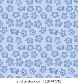 Spring flower pattern. Floral seamless background. Flower forget-me-not ornament.