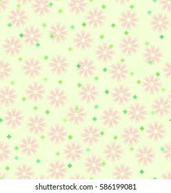 Spring flower pattern with stars. Seamless vector background