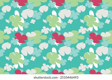 Spring Flower Pattern Vintage 70s Style Flower Background Illustration. Colorful Pastel Color Groovy Artwork Bundle, Y2k Nature Backgrounds With Spring Plants.