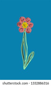 Spring Flower. Postcard from March 8. Paper Quilling Style Flowers