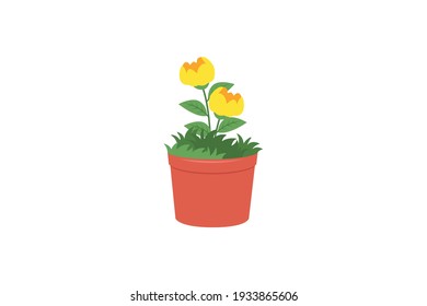 Spring Flower Pot Vector Icon