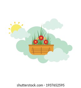 Spring Flower Red Cloud Flat Icon