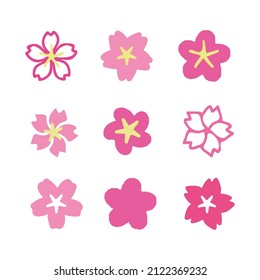 Spring flower sakura set, japones style elements