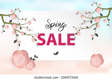 spring flower sale promotion poster, spring banner for online shopping website, new spring collection, vector illustration