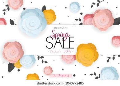 spring flower sale promotion poster, spring banner for online shopping website, new spring collection, vector illustration