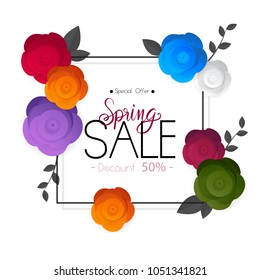 spring flower sale promotion poster, spring banner for online shopping website, new spring collection, vector illustration