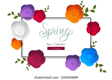 spring flower sale promotion poster, spring banner for online shopping website, new spring collection, vector illustration