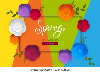 spring flower sale promotion poster, spring banner for online shopping website, new spring collection, vector illustration