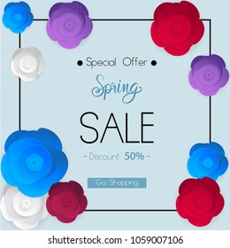 spring flower sale promotion poster, spring banner for online shopping website, new spring collection, vector illustration