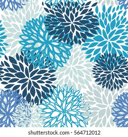 Patrón sin fisuras de flor de primavera. Fondo de flores de crisantemo azul y marino para diseño de tela, papel pintado, papel pintado.