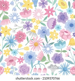Spring flower seamless pattern. Spring floral background