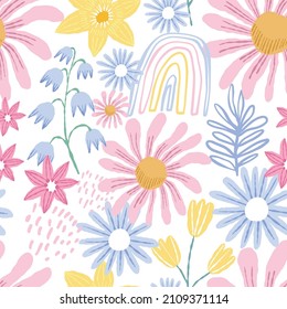 Spring flower seamless pattern. Spring floral background