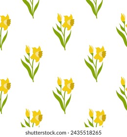 Spring  flower seamless pattern on a white background. Spring floral background.Vector illustration