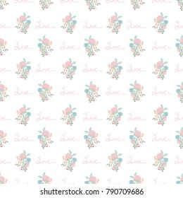Spring flower seamless pattern for wallpaper, website or textile printing Hand drawn endless illustration of flowers on light background