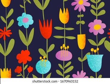 Spring flower seamless vector pattern. 