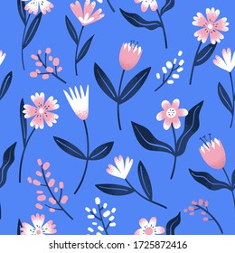Spring flower seamless vector pattern. 