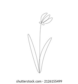 Spring flower silhouette line drawing vector illustration