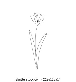Spring flower silhouette line drawing vector illustration