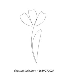 Spring flower silhouette, one line drawing vector illustration