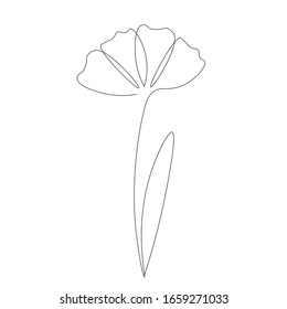 Silueta floral de primavera, ilustración vectorial de dibujo de una línea