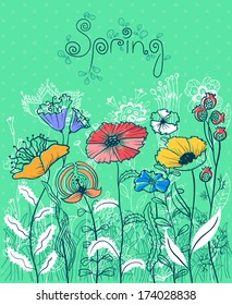 Spring flower sketchy vector background