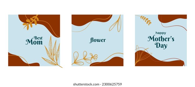 Spring flower square background. Happy Mother's Day greeting card. Vector illustration for cards, banners, invitations, social media posts, posters, mobile apps, advertisements