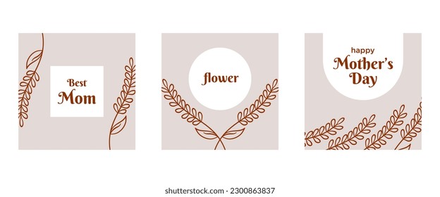 Spring flower square background. Happy Mother's Day greeting card. Vector illustration for cards, banners, invitations, social media posts, posters, mobile apps, advertisements