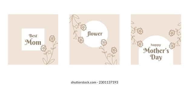 Spring flower square background. Happy Mother's Day greeting card. Vector illustration for cards, banners, invitations, social media posts, posters, mobile apps, advertisements