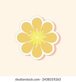 Spring Flower Sticker Vector Illustration