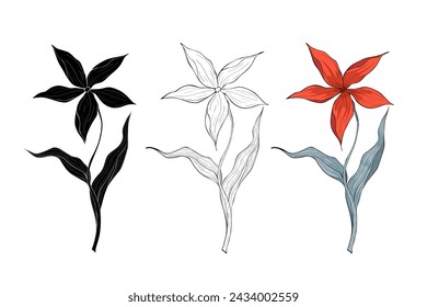Flor de primavera tres opciones, decoración botánica