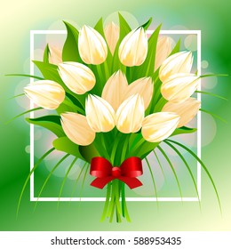 Spring Flower. Tulips and Spring Lettering. Vector Illustration