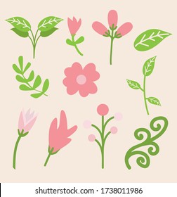 Spring Flower Vector Elements set