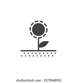 Spring flower vector icon. Dandelion plant grow in soil filled flat sign for mobile concept and web design. Blowball glyph icon. Symbol, logo illustration. Pixel perfect vector graphics