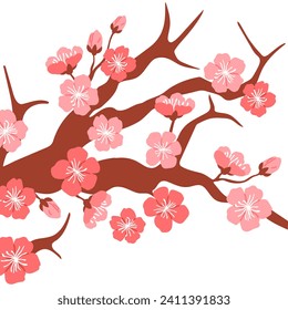Frühlingsblume, Vektorgrafik. Sakura blühende Bäume schufen zauberhafte Atmosphäre in Frühling Blüten Blumen Blumen in voller Blüte