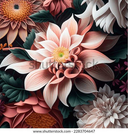 Spring flower vector with pink and colorful different types of  botanicals vector