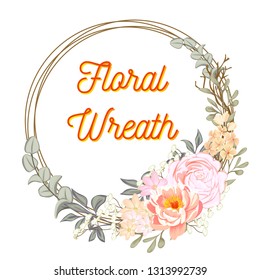 spring flower vector wreath softer color