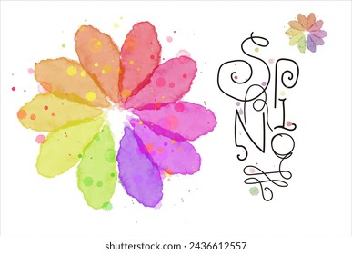 Spring flower watercolor rainbow calligraphy