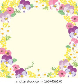 Spring flower wreath vector illustration background