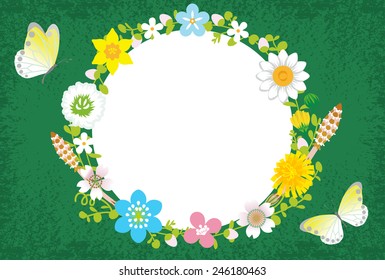 Spring Flower Wreath-Circle Green