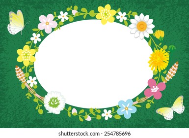 Spring Flower Wreath-Ellipse Green
