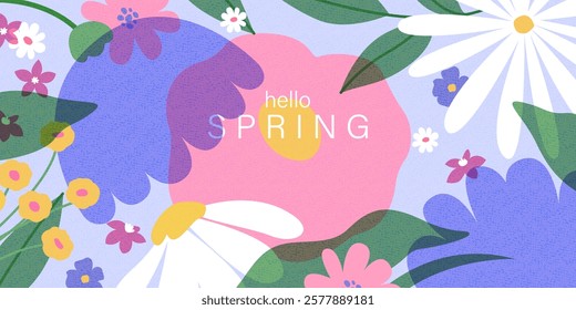 Spring flowers. 8 March, womens day, mother's day holiday card. Bright colorful botanical background, pattern. 