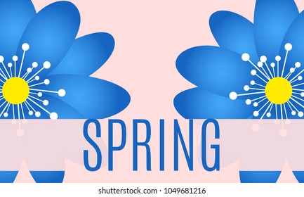 Spring Flowers Background with Isolated Spring Flowers in Minimal Style. Vector Snowdrops. Beautiful Background with Text for Card, Invitation, Brochure, Banner, Flyers, Creative Design. Flowering.