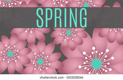 Spring Flowers Background in Minimal Style. Vector Snowdrops. Beautiful Background with Isolated Spring Flowers and Text for Card, Invitation, Brochure, Banner, Flyers, Creative Design. Flowering.