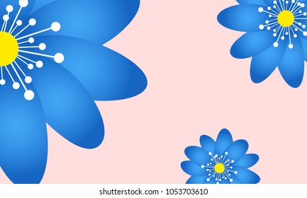 Spring Flowers Background in Minimal Style. Blue Vector Snowdrops. Beautiful Background with Isolated Spring Flowers for Invitation, Postcard, Brochure, Banner, Flyers, Creative Design. Flowering.