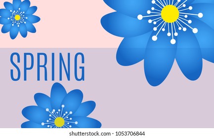 Spring Flowers Background in Minimal Style. Vector Snowdrops. Beautiful Background with Isolated Flowers and Text for Card, Invitation, Brochure, Banner, Flyers, Creative Design. Flowering.