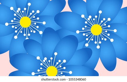 Spring Flowers Background in Minimal Style. Blue Vector Snowdrops. Beautiful Background with Isolated Spring Flowers for Invitation, Postcard, Brochure, Banner, Flyers, Creative Design. Flowering.