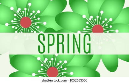 Spring Flowers Background in Modern Style. Beautiful Template with Vector Snowdrops. Background with Spring Flowers and Text for Card, Invitation, Brochure, Banner, Creative Design. Flowering.