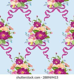 Fondo de las flores de primavera - Patrón Chic de Shabby floral sin soldadura - en vector